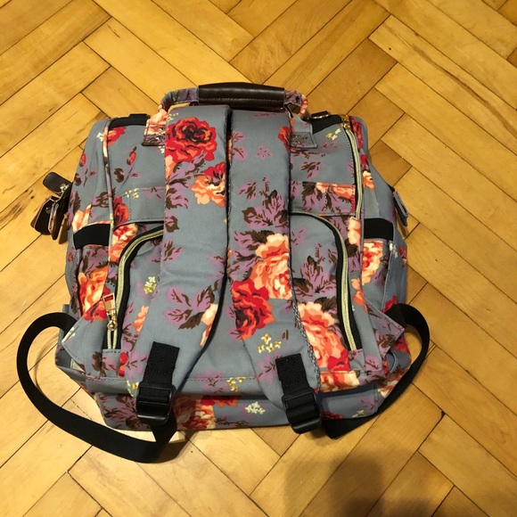 Gray Floral Diaper Bag/Backpack - Picture 6 of 16